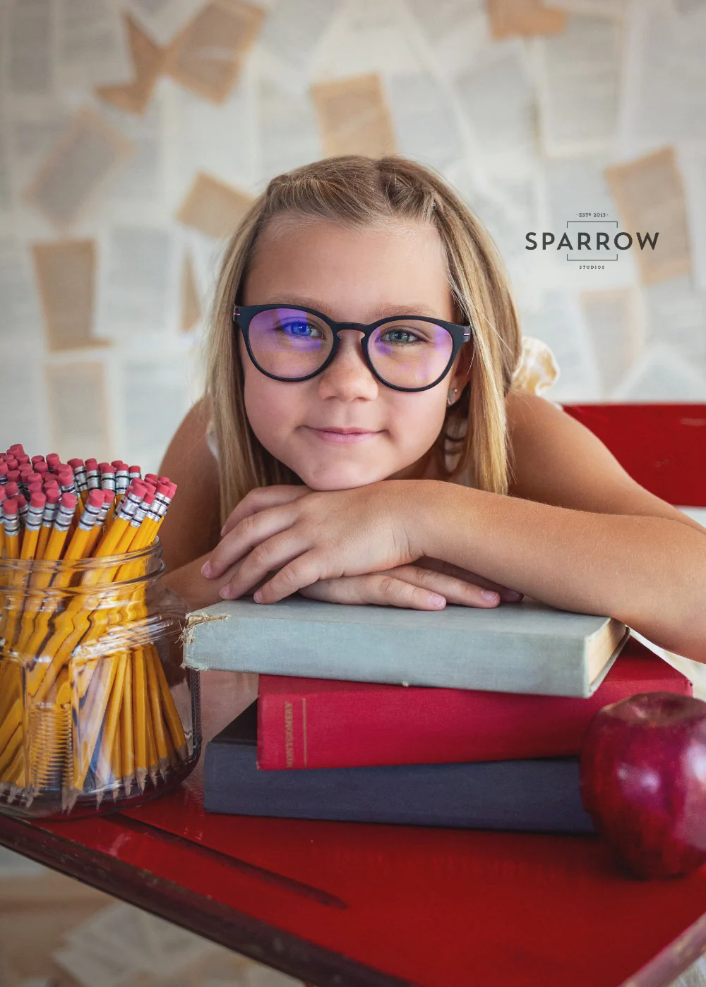 Back-to-school portrait from Sparrow Studios' Back to School series, photograph 14 of 17.
