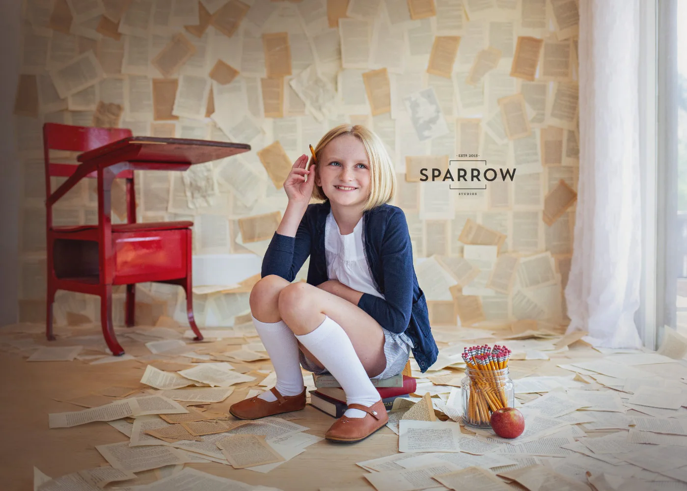 Back-to-school portrait from Sparrow Studios' Back to School series, photograph 9 of 17.