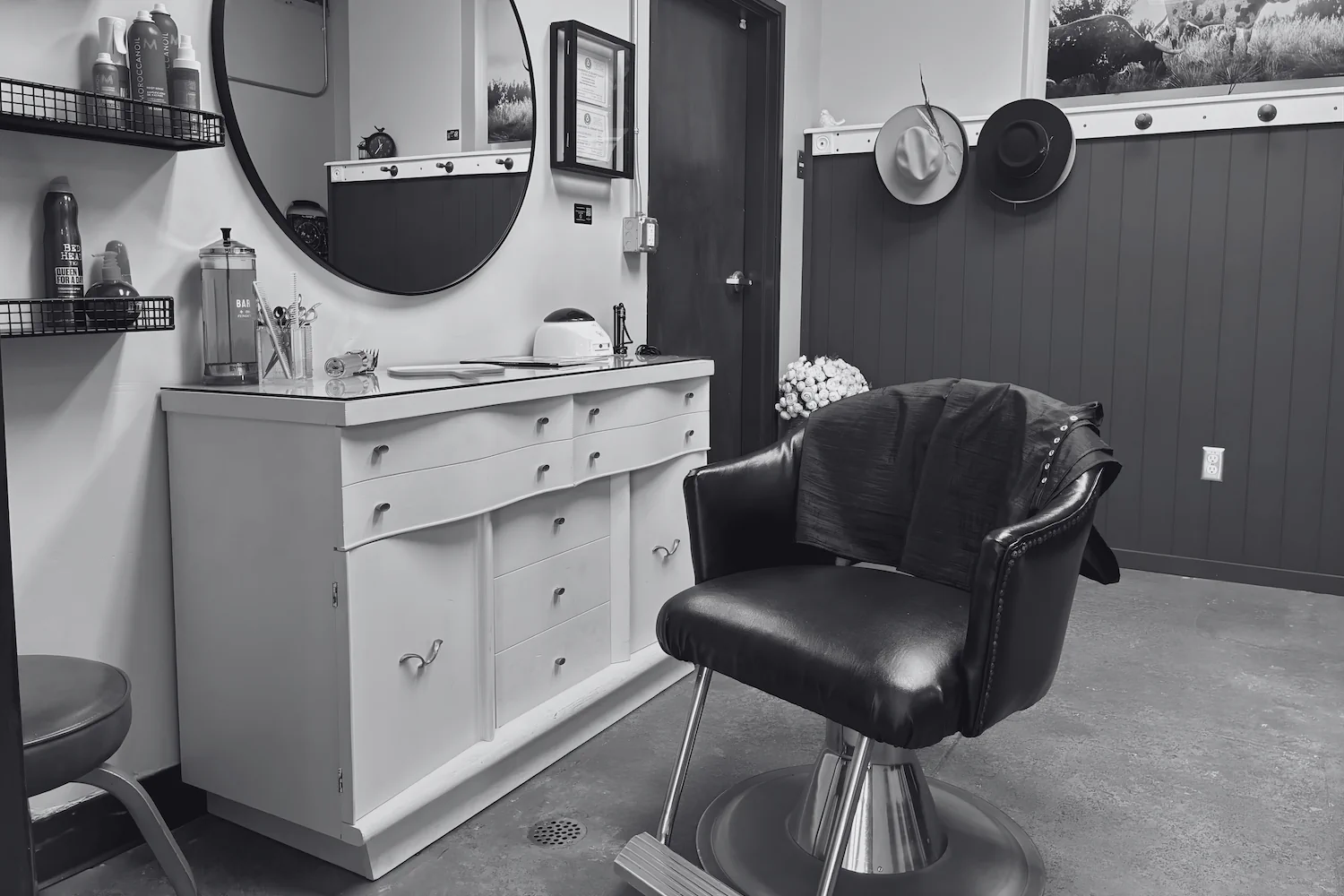 The private salon area inside Sparrow Studios.